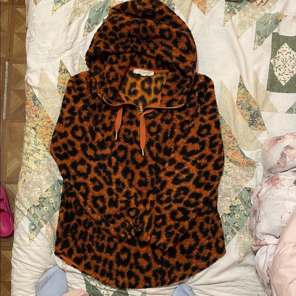 LOFT Animal Print Hooded Jacket